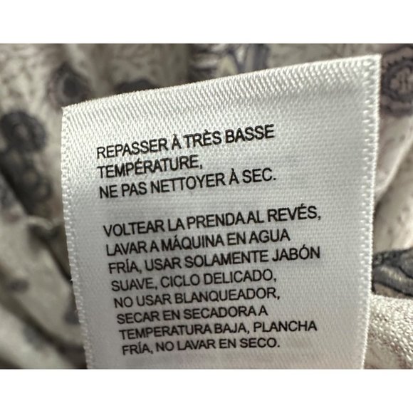 Lucky Brand NWT size L long sleeve gathered cuff and hem blue print Boho top - Picture 11 of 12